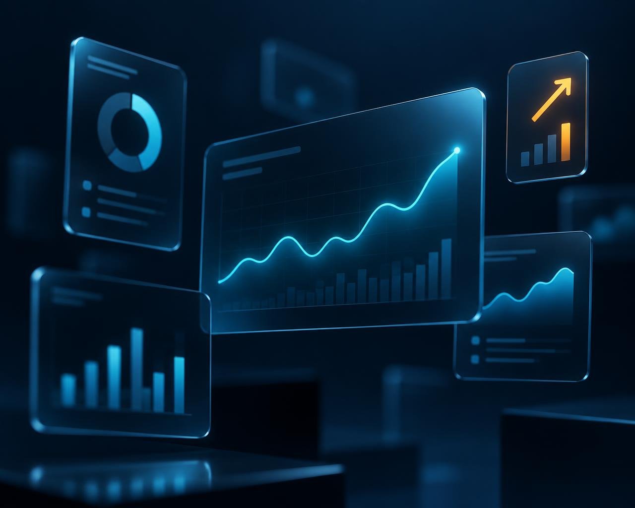 Performance marketing dashboard with growth charts